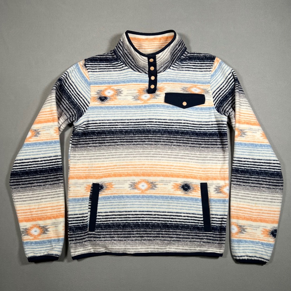 Cinch Aztec Polar Fleece Pullover Womens Size S Orange Blue Snap Southwestern - Picture 1 of 8
